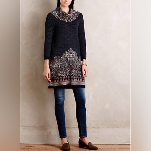 Anthropologie Sweaters - Anthropologie Moth Imperial Garden Cowl Neck Tunic/Dress Sweater L